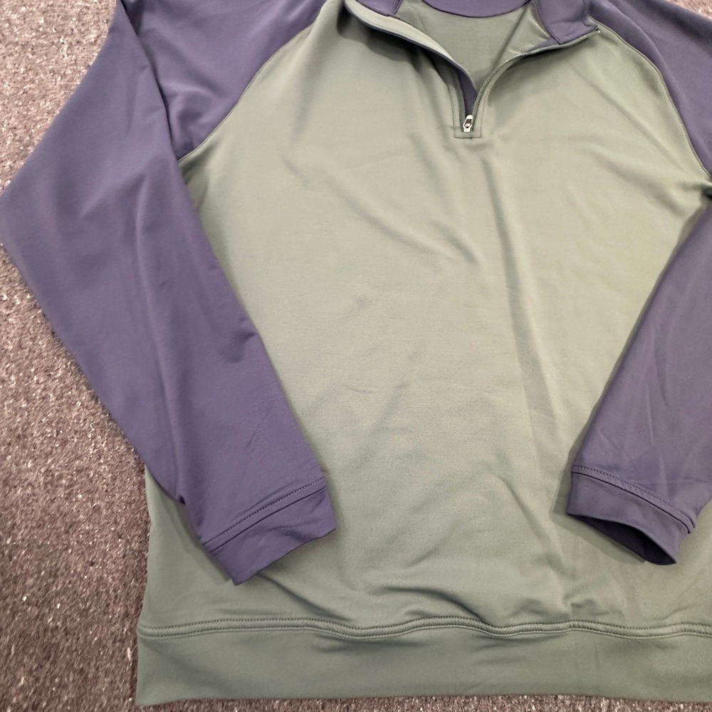 Peter Millar 1/4 Zip Mens L Green Navy Blue Performance Golf Pullover MF21EK40C - Picture 4 of 12